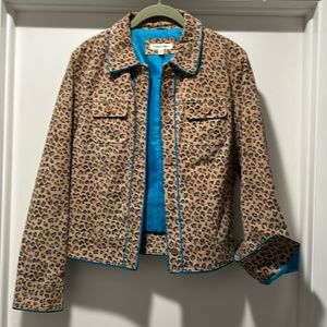 Leopard print suede jean jacket